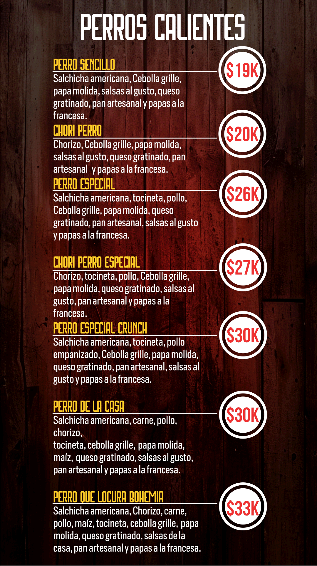 Bohemia — A la parrilla. Amplía la imagen para leer la carta.
